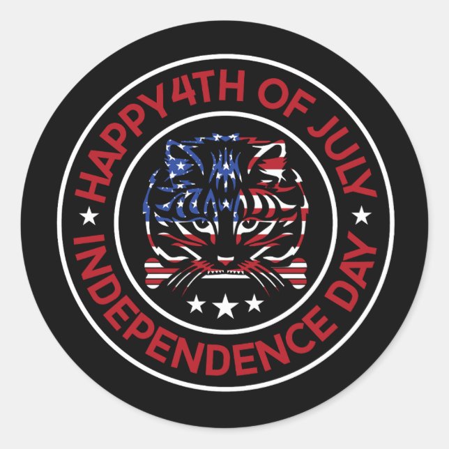 Sticker Rond 4 juillet mots (Devant)