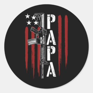 Sticker Rond 4 juillet Papa Papa Papa Papa Papa Papa Ar-15 Arme