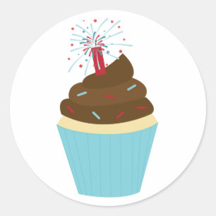 Sticker Rond 4 juillet Party Cupcake