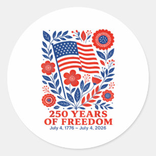 Sticker Rond 4 juillet Patriotique 250e anniversaire 250 ans 