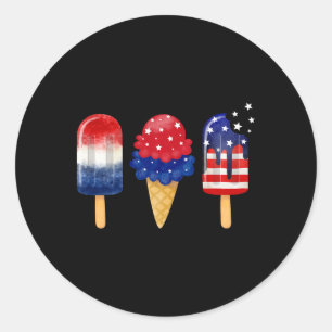 Sticker Rond 4 juillet Popsicle American Flag Patriotic Summe