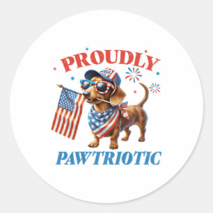 Sticker Rond 4 juillet USA Patriotic Chien fièrement