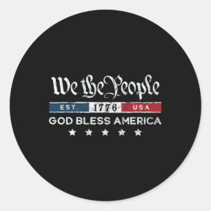 Sticker Rond 4 juillet vintage - Nous Le Peuple Usa Dieu Béni