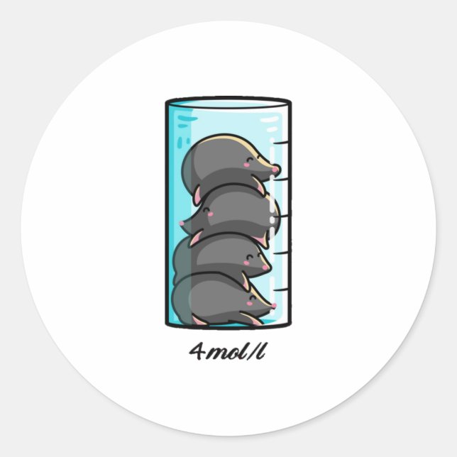 Sticker Rond 4 Moles par litre Chimie Science Plaisanterie (Devant)