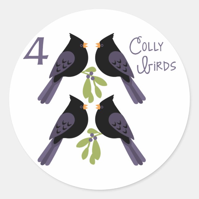 Sticker Rond 4 Oiseaux de colles (Devant)