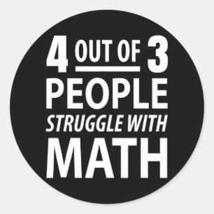 Sticker Rond 4 Personnes Sur 3 Luttent Avec Les Maths
