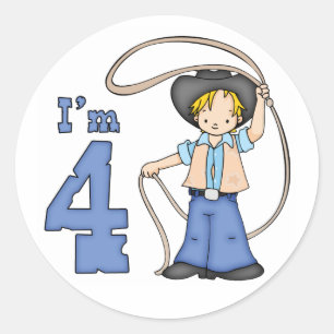 Sticker Rond 4e anniversaire de Cowboy Roper