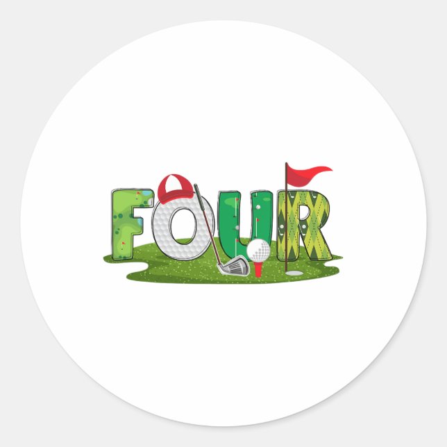 Sticker Rond 4e anniversaire Golf Thème 4 ans Enfants Sport Par (Devant)