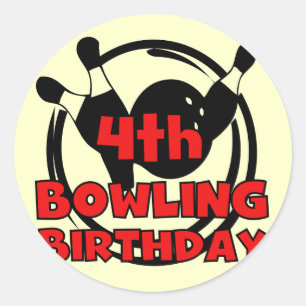 Sticker Rond 4ème T-shirts et cadeaux d'anniversaire de bowling