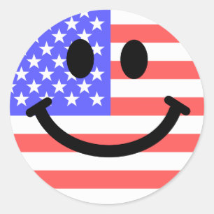 Sticker Rond 4th of July American Flag face