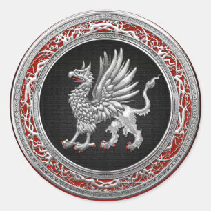 Sticker Rond [500] Griffin d'argent sacré