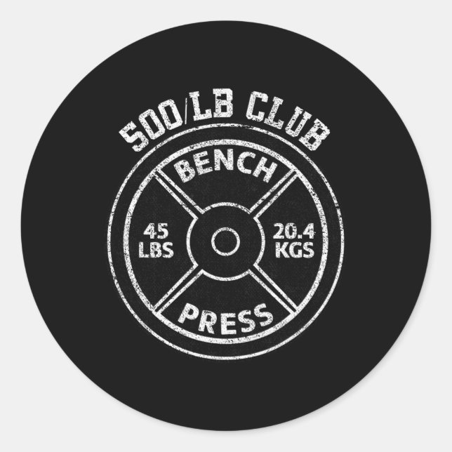 Sticker Rond 500 Lbs Pound Bench Press Club Gym Weightlifting P (Devant)