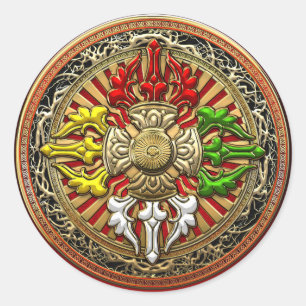 Sticker Rond [500] Tibétain Double Dorje Mandala
