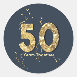 Sticker Rond 50 Anniversaire Mariage Typographie