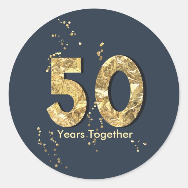 Sticker Rond 50 Anniversaire Mariage Typographie (Devant)