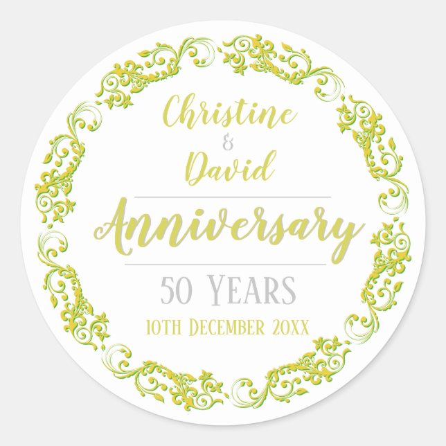 Sticker Rond 50 ans - Anniversaire Mariage d'or (Devant)
