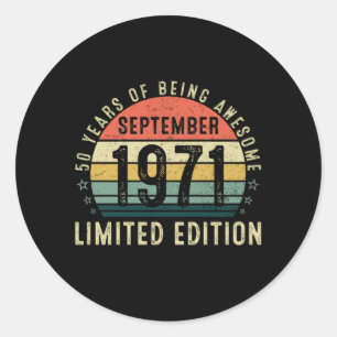 Sticker Rond 50 ans d'être génial Septembre Anniversaire