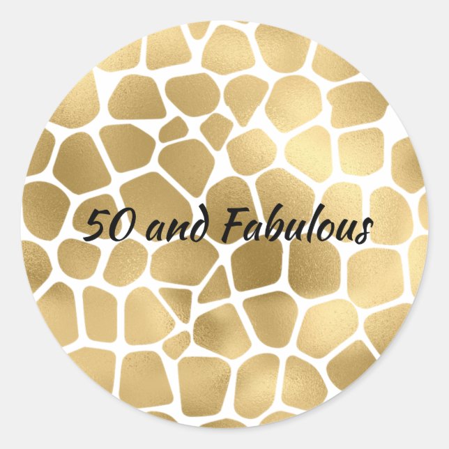 Sticker Rond 50 ans et Fabuleux Impression Abstrait de Girafe e (Devant)