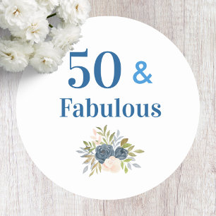 Sticker Rond 50 ans et Fabulux Anniversaire Bleu
