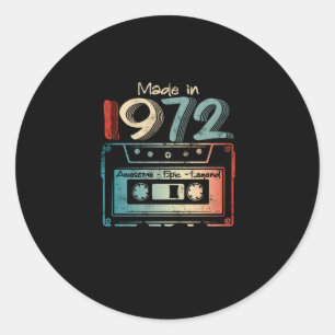 Sticker Rond 50 Cadeaux Anniversaire Année Vieux Fait en 1972 C