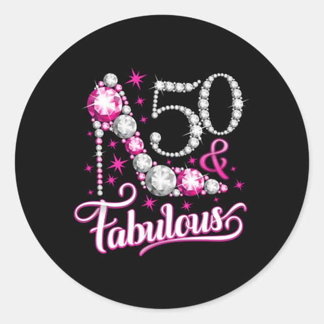 Sticker Rond 50 Cinquante Et Fabuleux Pour Les Dames (Devant)