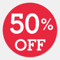 50% Cinquante pour cent de réduction sur la vente