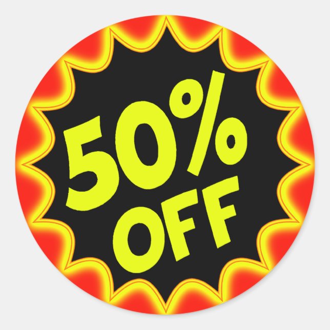STICKER ROND 50 % DE RÉDUCTION (Devant)