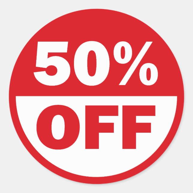 STICKER ROND 50 % DE RÉDUCTION (Devant)