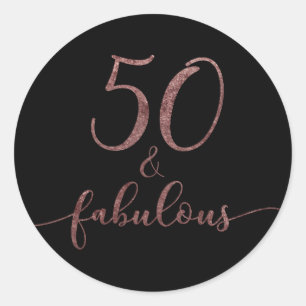 Sticker Rond "50 et" acclamation rose fabuleuse 2