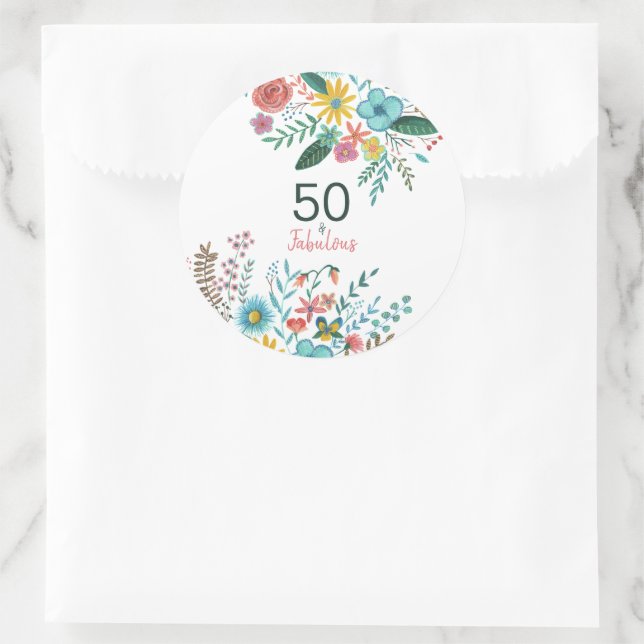 Sticker Rond 50 et fabuleuse couleur verte élégante aquarelle f (Sac)