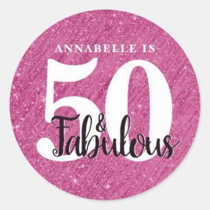 Sticker Rond 50 et fabuleuse Parties scintillant d'anniversaire
