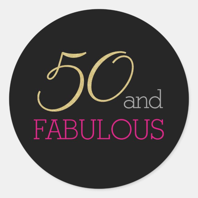 Sticker Rond 50 et fabuleuse typographie 50e anniversaire (Devant)