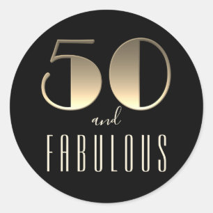 Sticker Rond 50 et fabuleux anniversaire Noir et Or