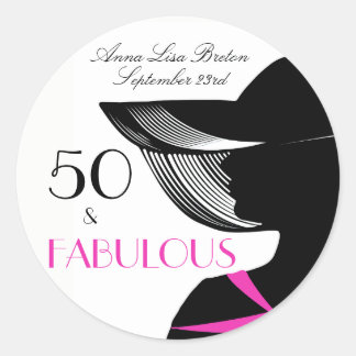 Sticker Rond 50 et fabuleux Art Déco Élégant 50e anniversaire