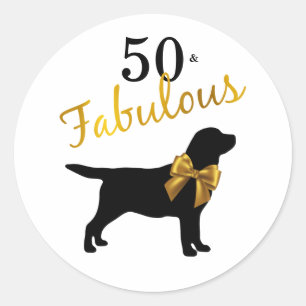 Sticker Rond 50 et fabuleux - Black Labrador 50e mignonne chien