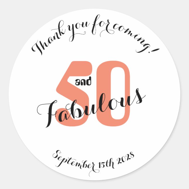 Sticker Rond 50 et fabuleux corail 50e anniversaire Faveur (Devant)