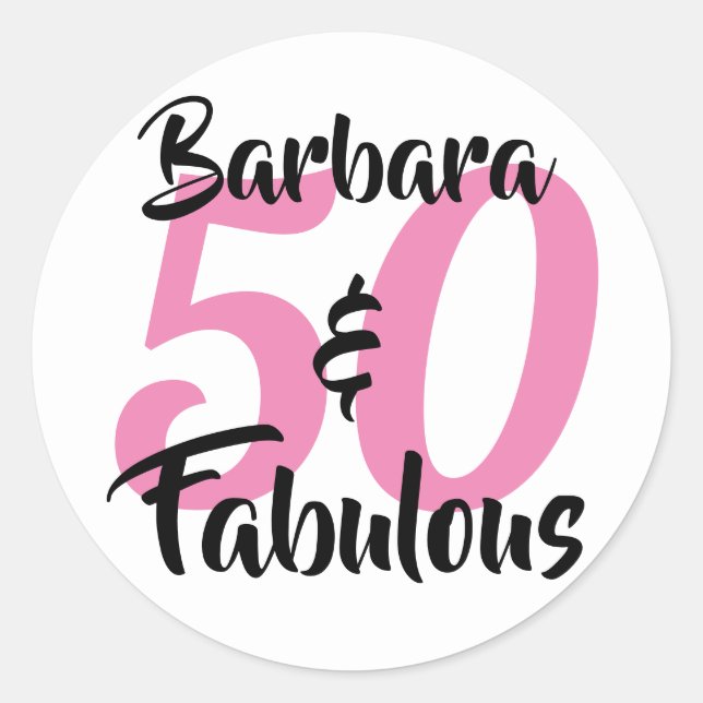 Sticker Rond 50 et fabuleux fête d'anniversaire personnalisée (Devant)