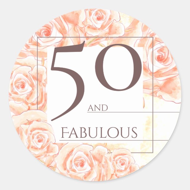 Sticker Rond 50 et fabuleux Floral Rose Roses Brown (Devant)