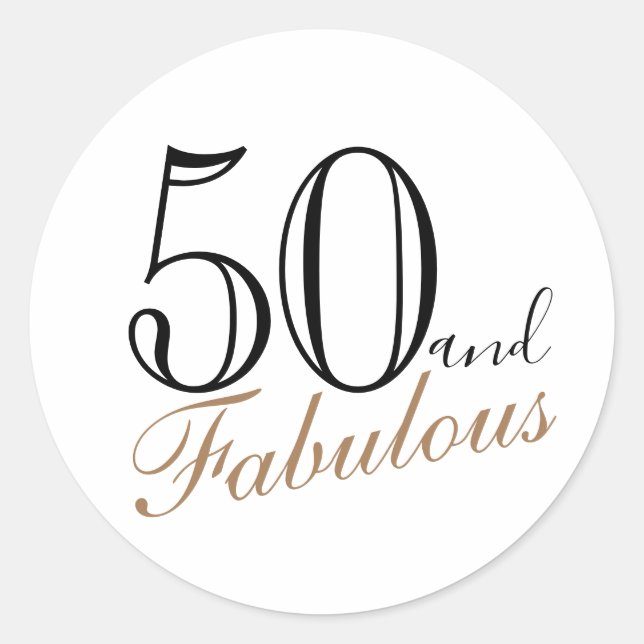 Sticker Rond 50 et fabuleux moderne Elegant Woman Anniversaire (Devant)