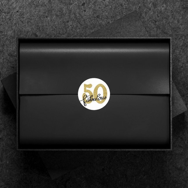 Sticker Rond 50 et fabuleux | Noir et blanc d'or classique (Créateur téléchargé)