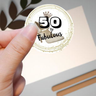 Sticker Rond 50 Et Fabuleux Or Black Bold Anniversaire