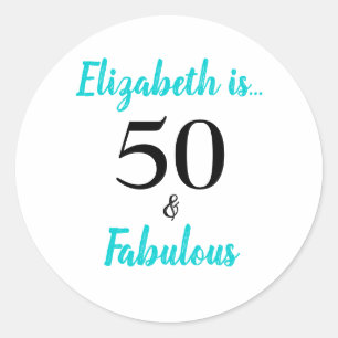 Sticker Rond 50 et Fabuleux Turquoise fête d'anniversaire