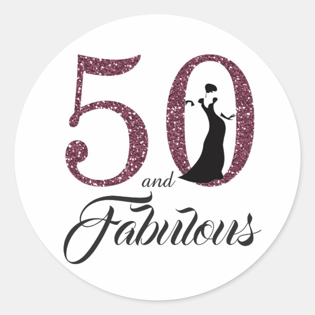 Sticker Rond 50 et fabuleux | Typographie 50e anniversaire (Devant)