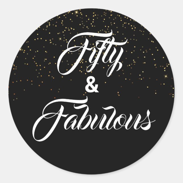 Sticker Rond 50 et Fabulous Black Gold Parties scintillant (Devant)