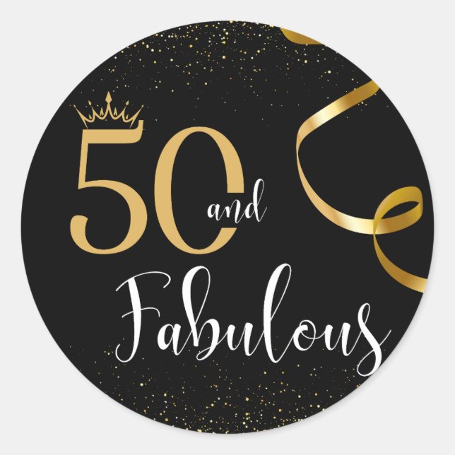 Sticker Rond 50 et Fabulous Gold et Black Anniversaire (Devant)