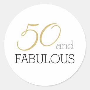 Sticker Rond 50 et Fabulous Gold et Black Typographie