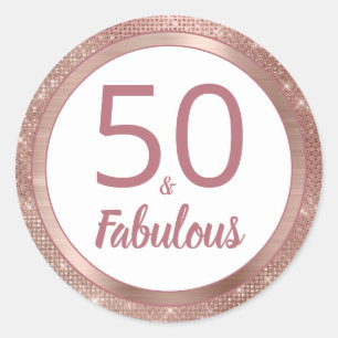 Sticker Rond 50 et Fabulous Rose Gold Glam 50e fête d'anniversa