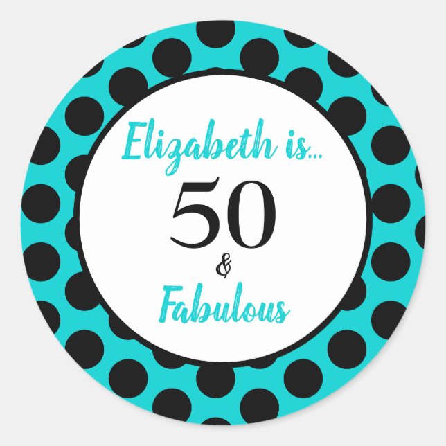 Sticker Rond 50 et Fabulous Turquoise Blue (Devant)