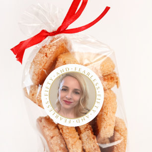 Sticker Rond 50 et sans peur Elegant Gold personnalisé photo An