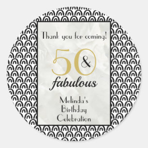 Sticker Rond 50 & Fabuleux Merci de fête d'anniversaire